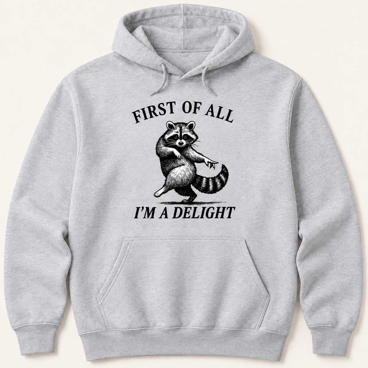 Funny Raccoon — garment mockup or size chart