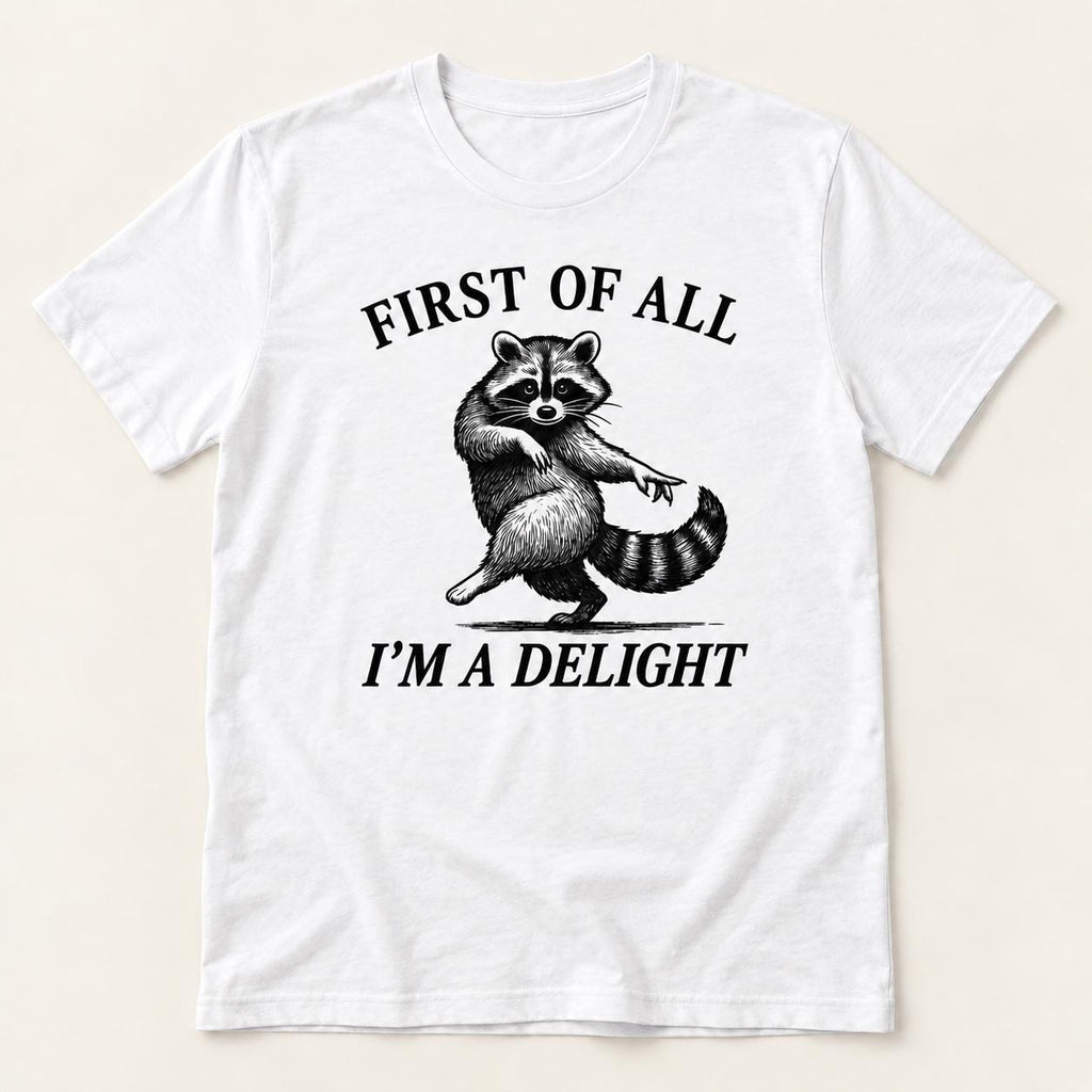 Funny Raccoon — garment mockup or size chart