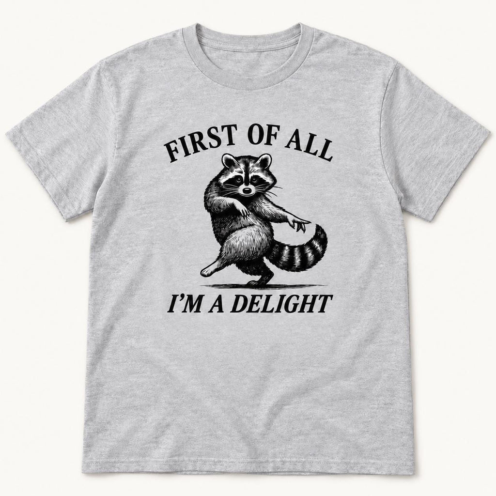 Funny Raccoon — garment mockup or size chart