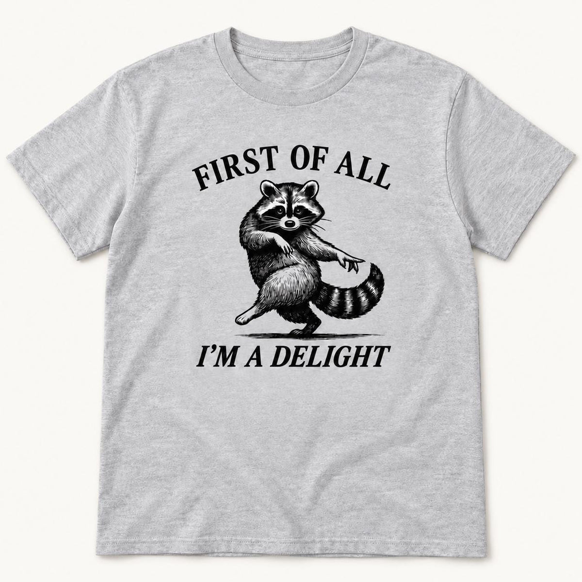 Funny Raccoon — garment mockup or size chart