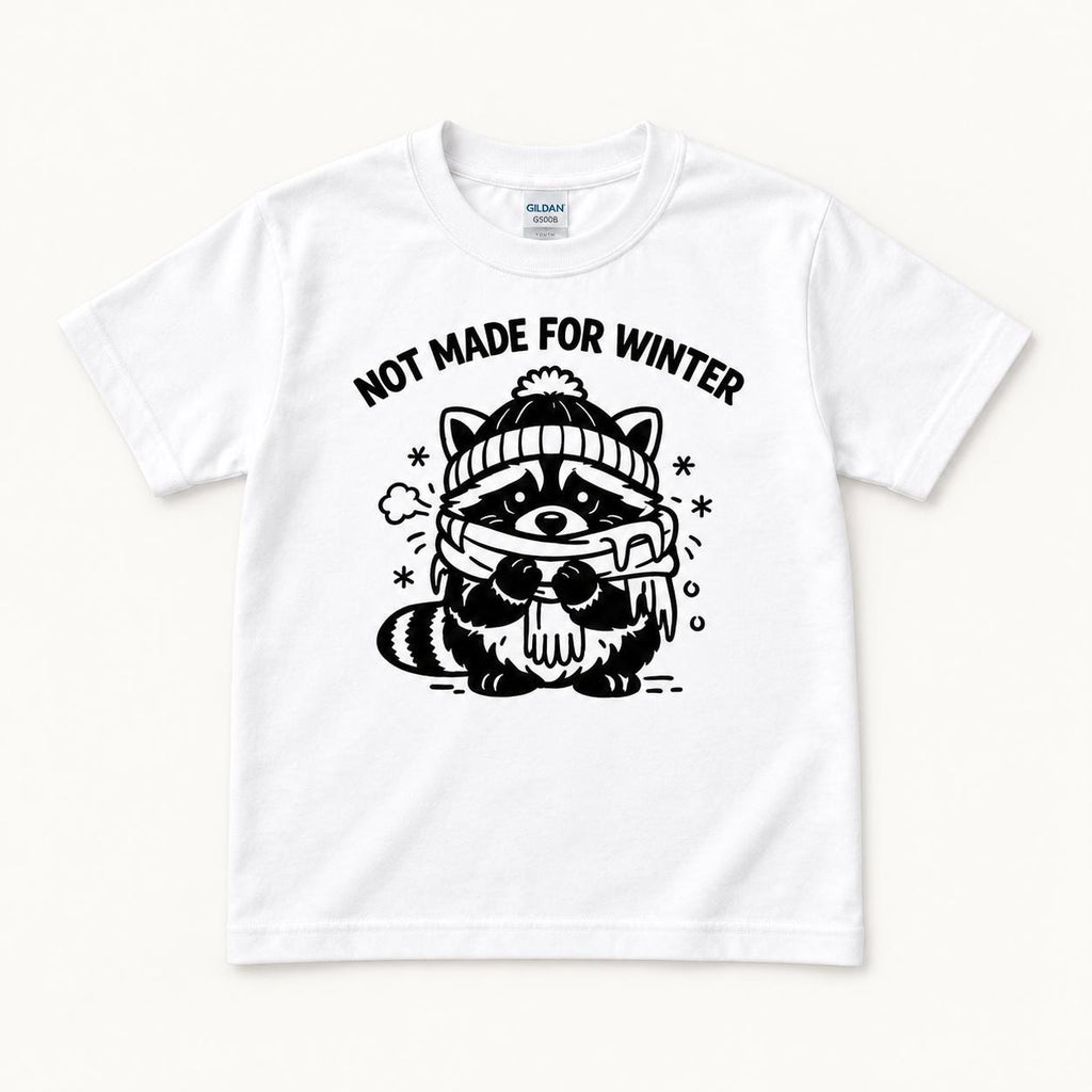 Not Made for Winter Raccoon — garment mockup or size chart