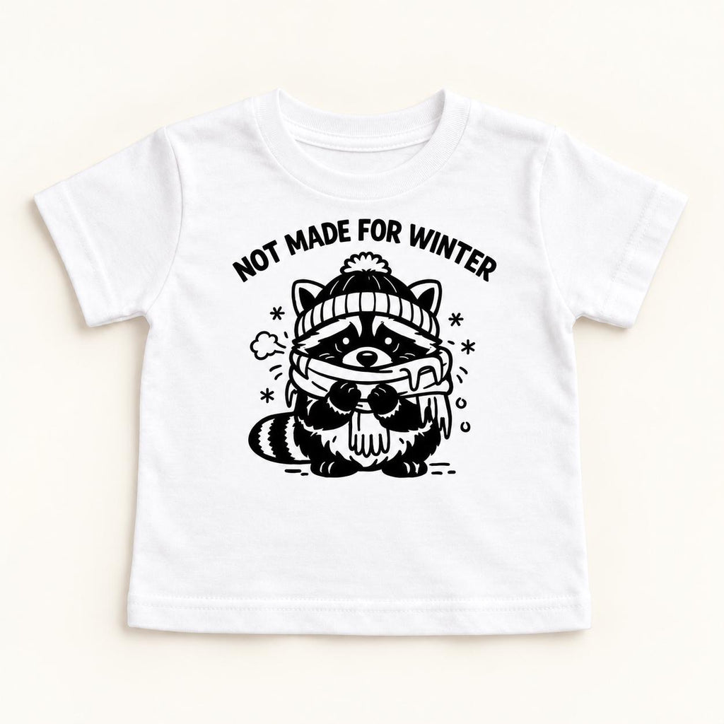 Not Made for Winter Raccoon — garment mockup or size chart