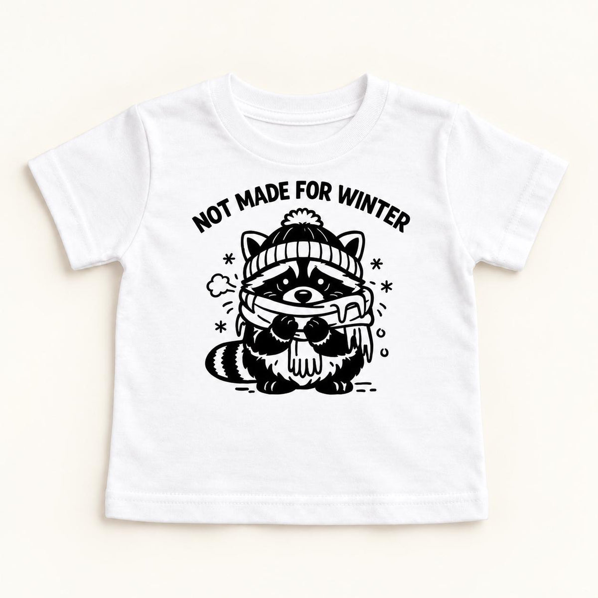 Not Made for Winter Raccoon — garment mockup or size chart