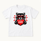 I Steal Hearts Raccoon — garment mockup or size chart