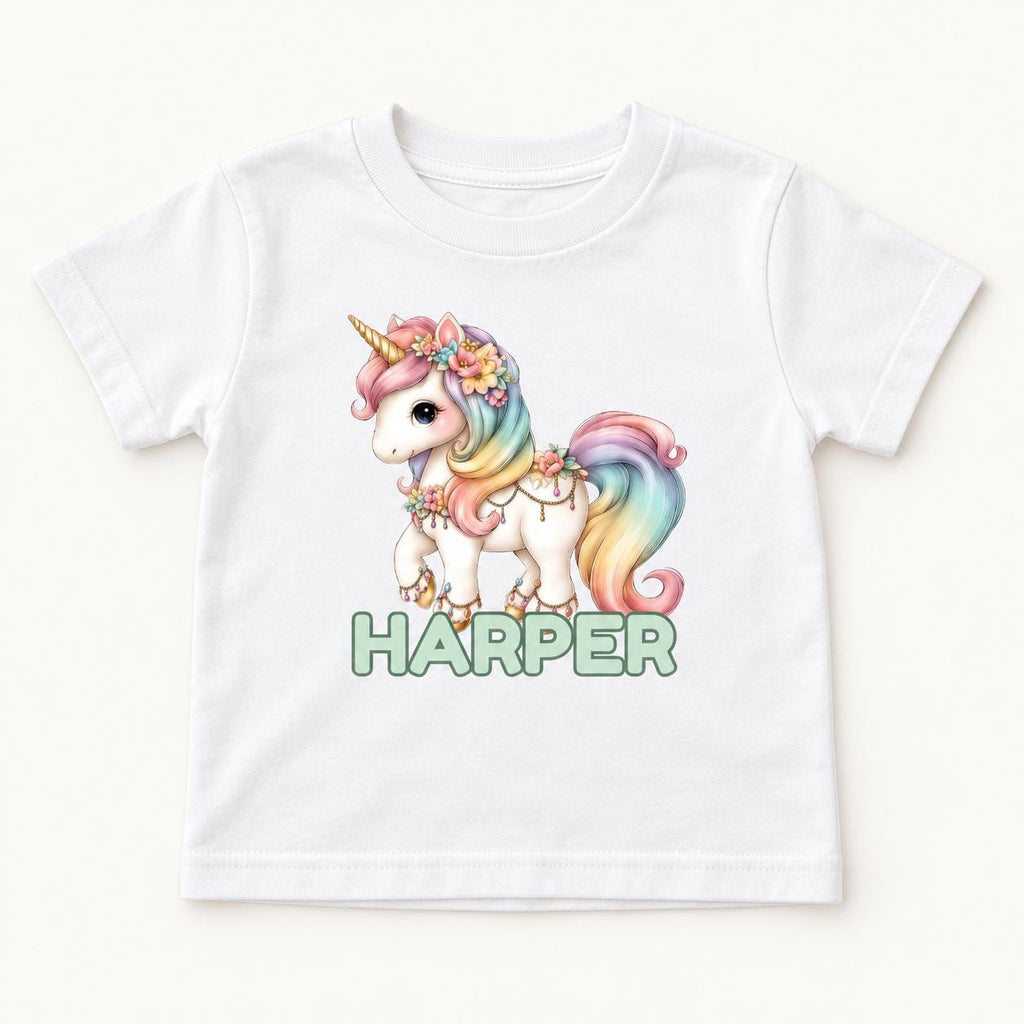 Personalized Floral Unicorn — garment mockup or size chart