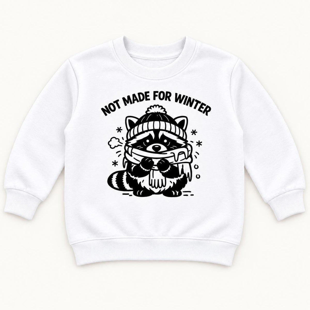 Not Made for Winter Raccoon — garment mockup or size chart