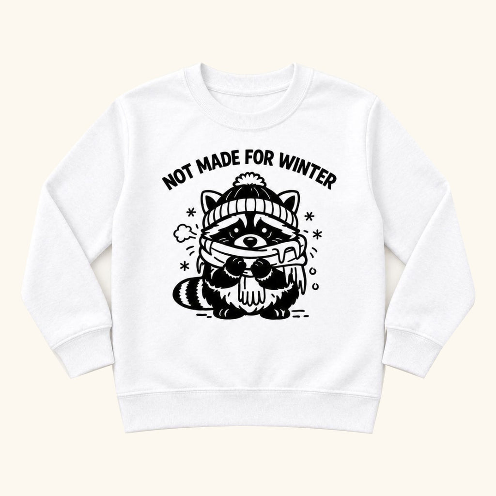 Not Made for Winter Raccoon — garment mockup or size chart