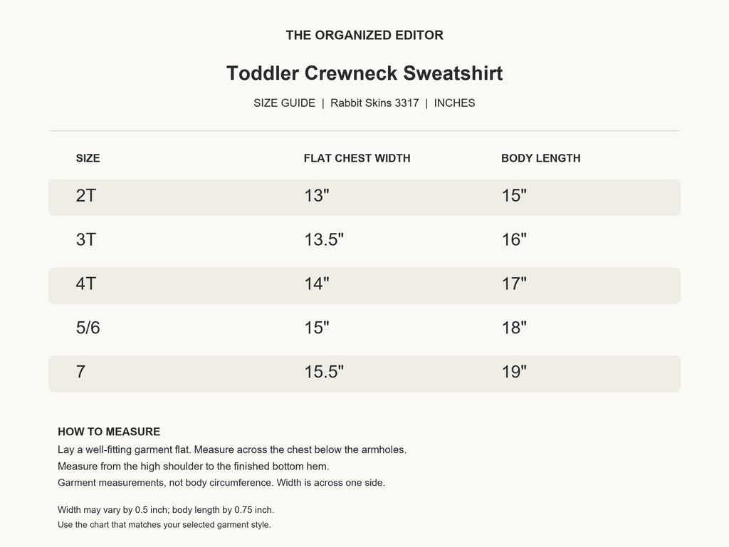 Olive You — garment mockup or size chart