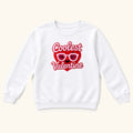 Coolest Valentine — Heart Sunglasses Faux Yarn Print — garment mockup or size chart