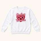 Coolest Valentine — Heart Sunglasses Faux Yarn Print — garment mockup or size chart