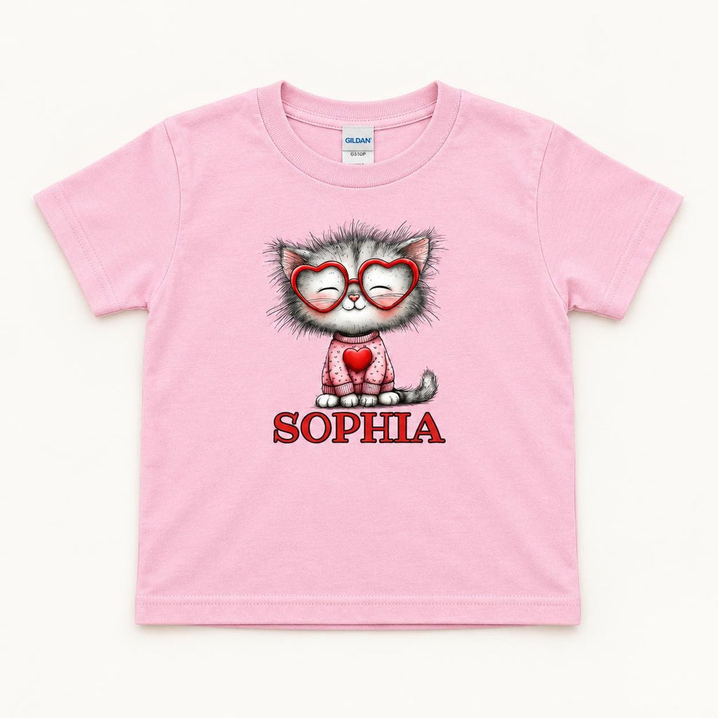 Personalized Cat Heart Glasses — garment mockup or size chart