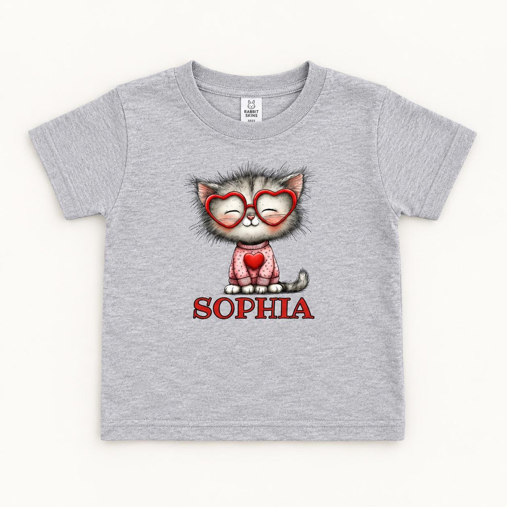 Personalized Cat Heart Glasses — garment mockup or size chart