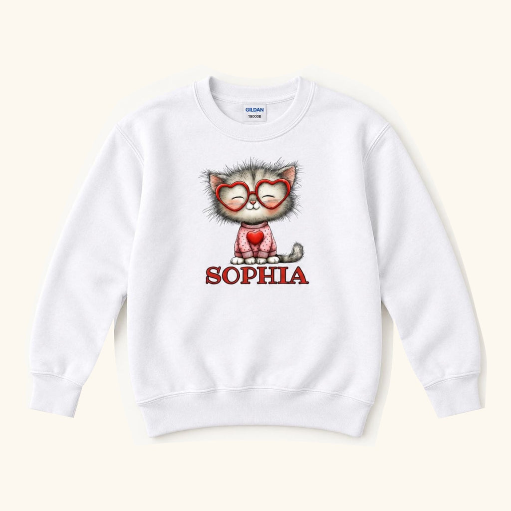 Personalized Cat Heart Glasses — garment mockup or size chart