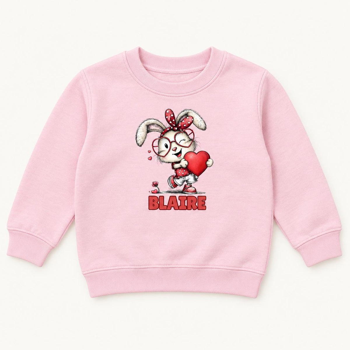 Personalized Winking Bunny — garment mockup or size chart