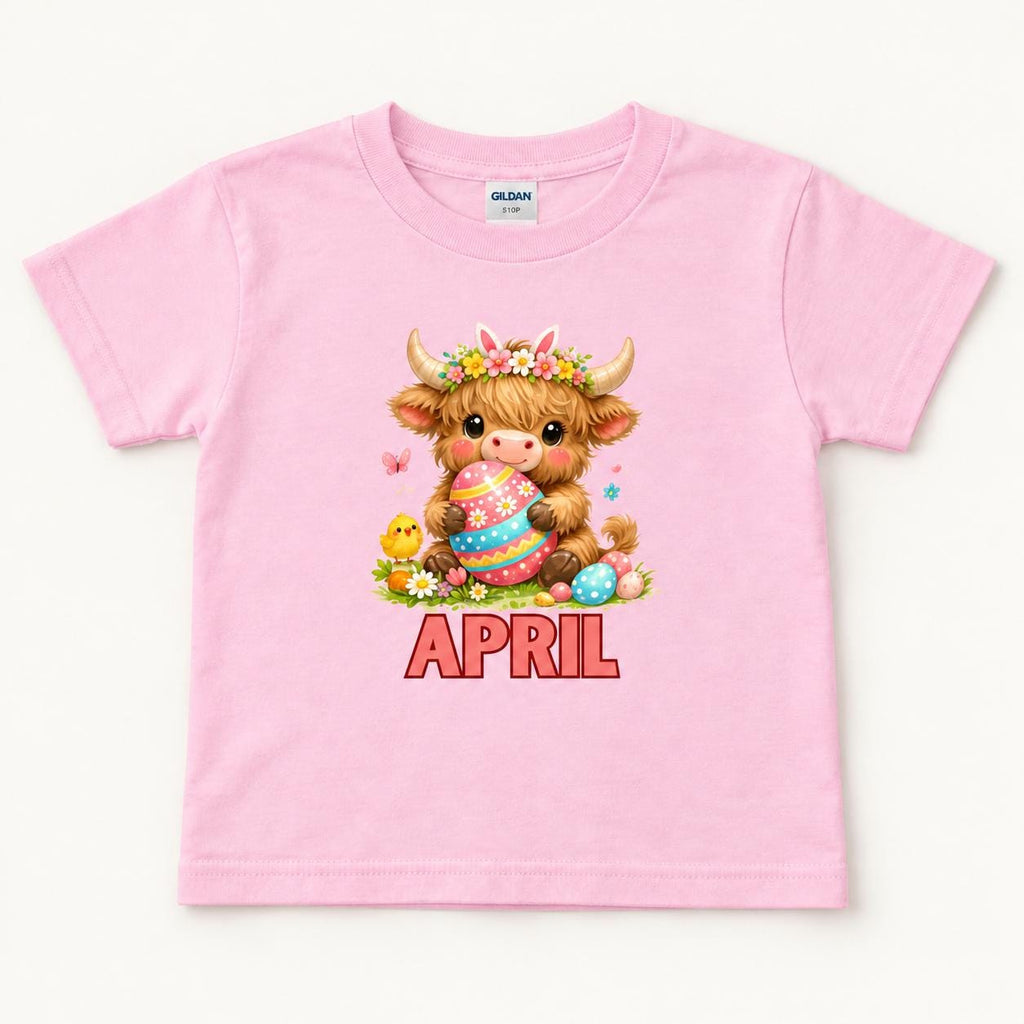 Personalized Easter Highland Cow — garment mockup or size chart
