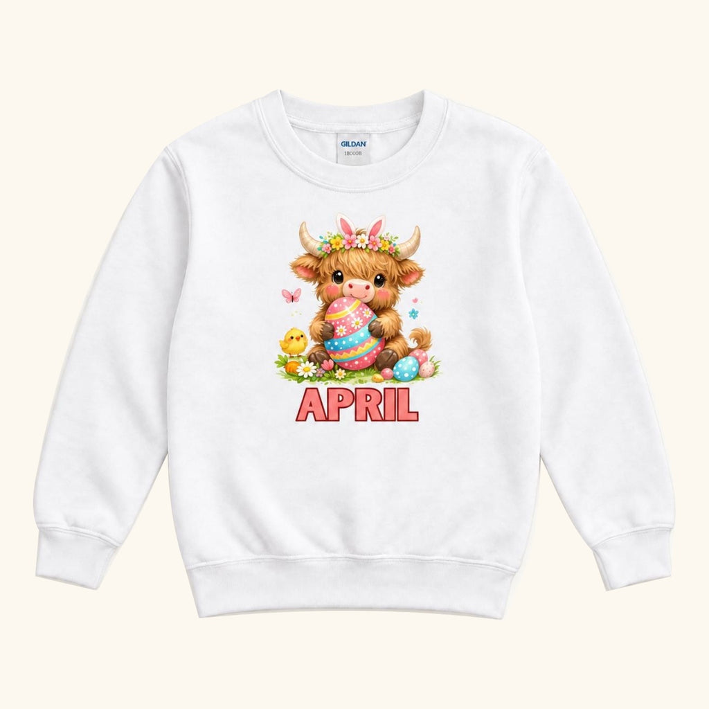 Personalized Easter Highland Cow — garment mockup or size chart
