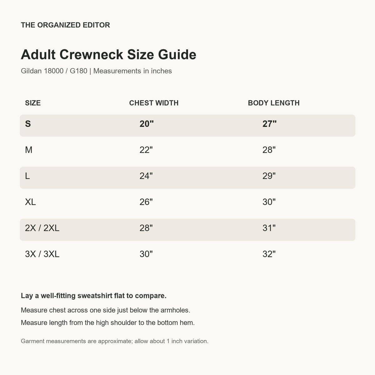 Social Battery: Empty — garment mockup or size chart