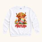 Personalized Easter Egg Highland Cow — garment mockup or size chart