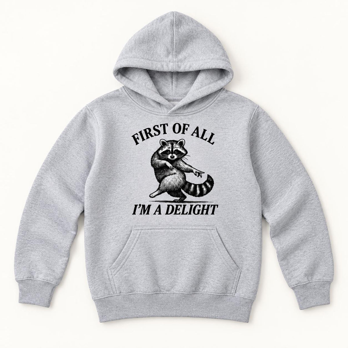 Funny Raccoon — garment mockup or size chart