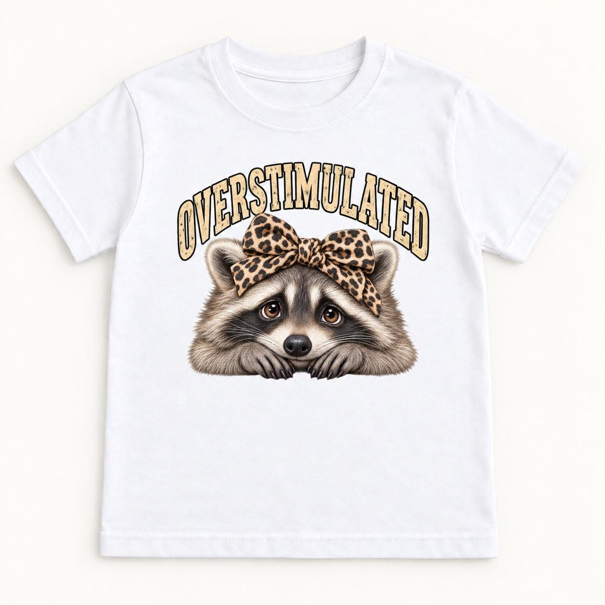 Overstimulated Raccoon — garment mockup or size chart