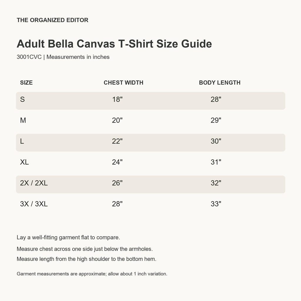 Overstimulated Highland Cow — garment mockup or size chart