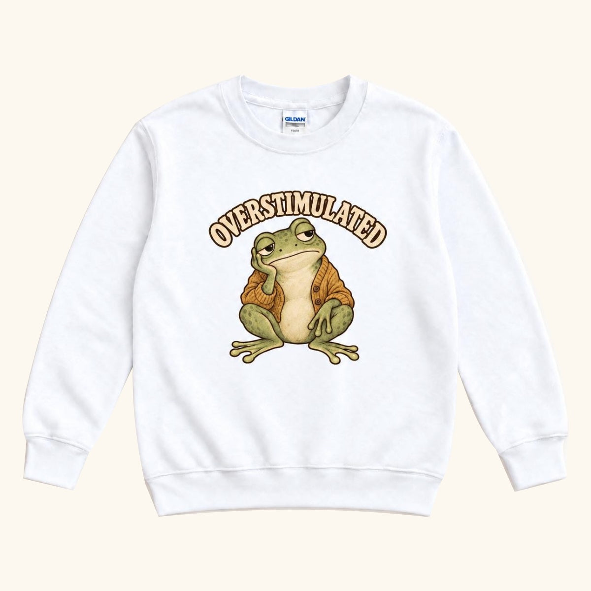 Overstimulated Frog — garment mockup or size chart
