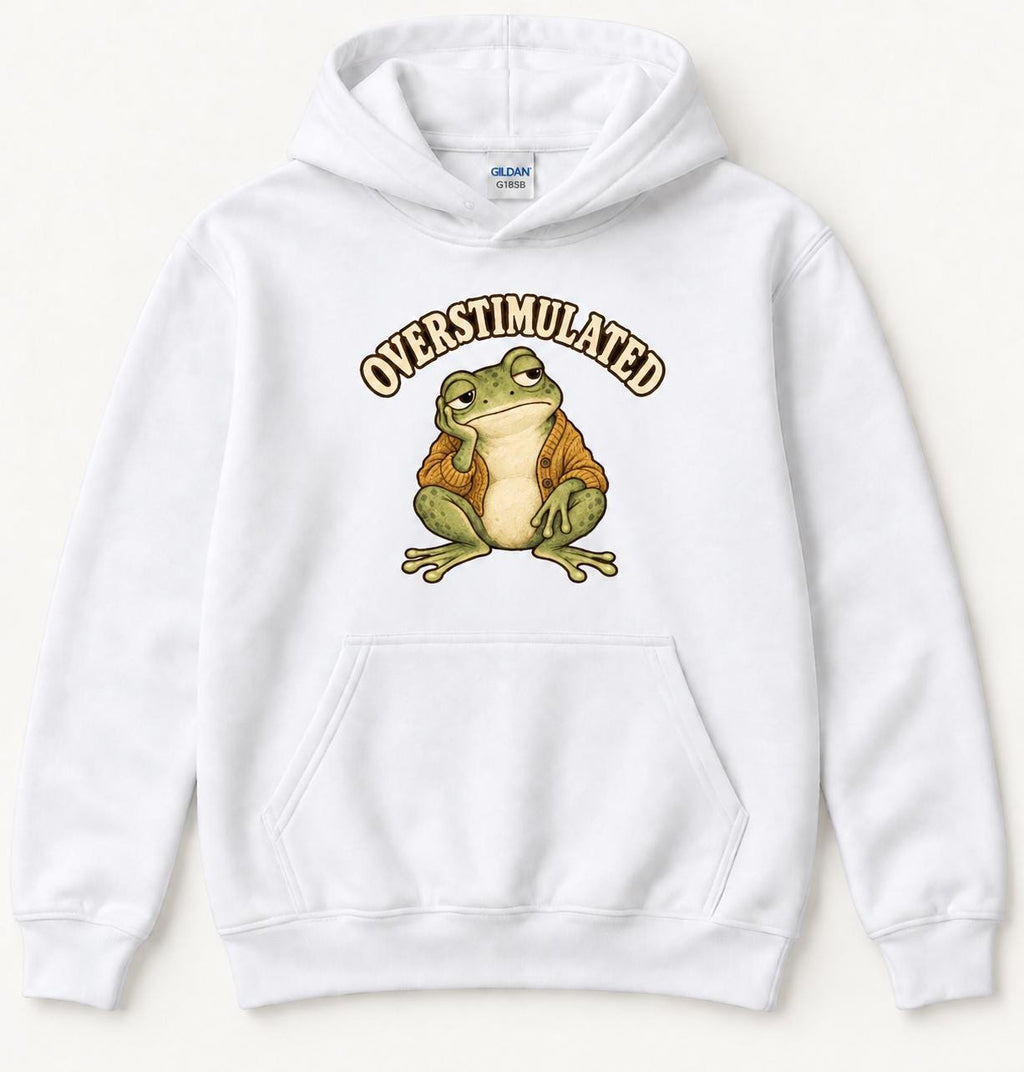 Overstimulated Frog — garment mockup or size chart