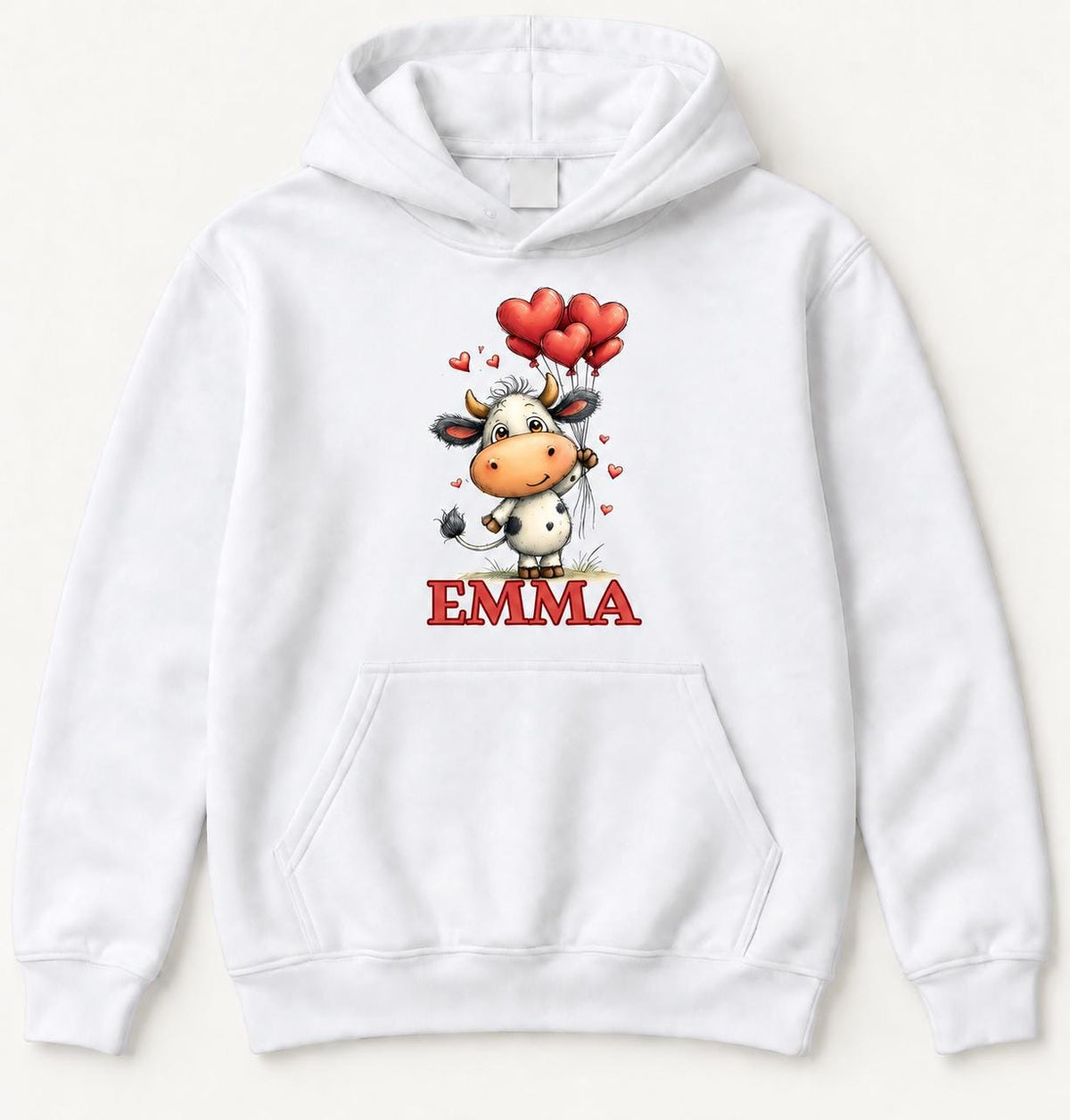 Personalized Cow Heart Balloon — garment mockup or size chart
