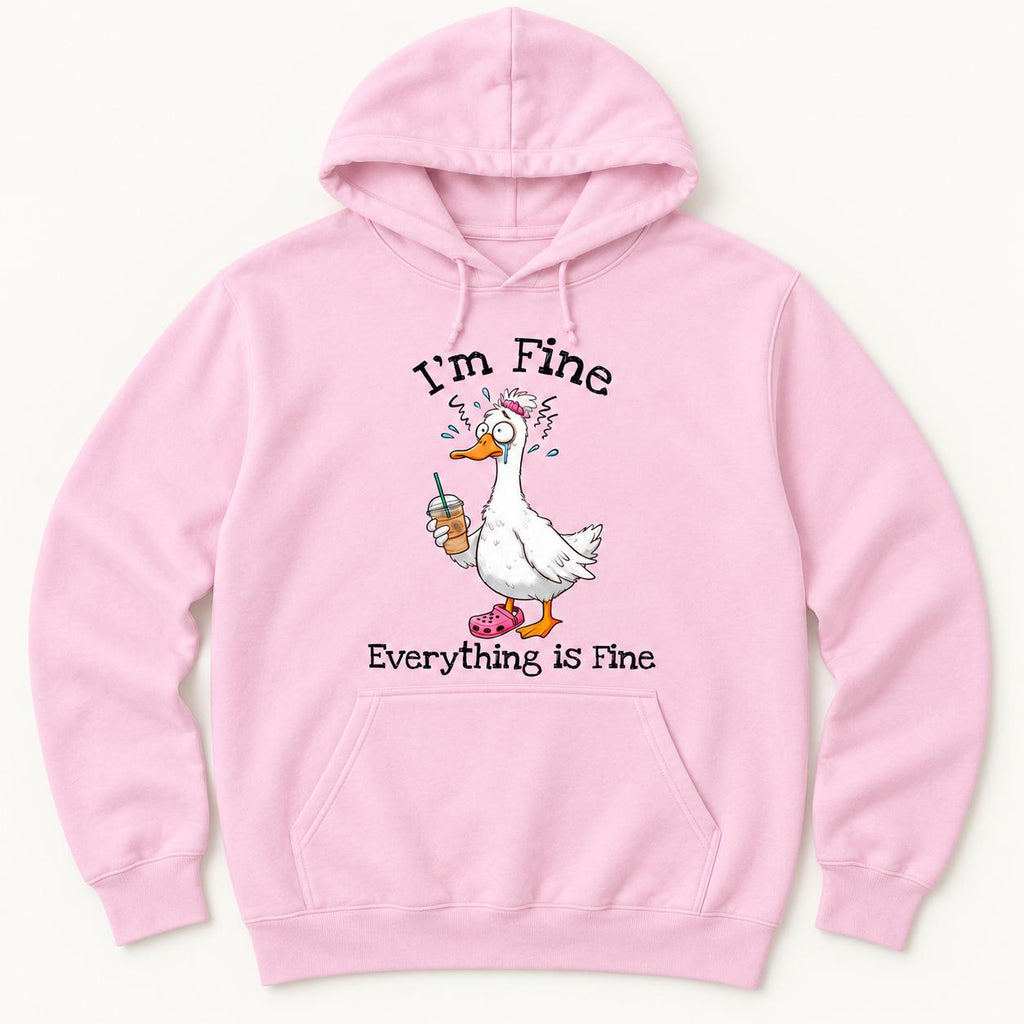 I'm Fine Everything Is Fine Goose — garment mockup or size chart
