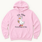 I'm Fine Everything Is Fine Goose — garment mockup or size chart