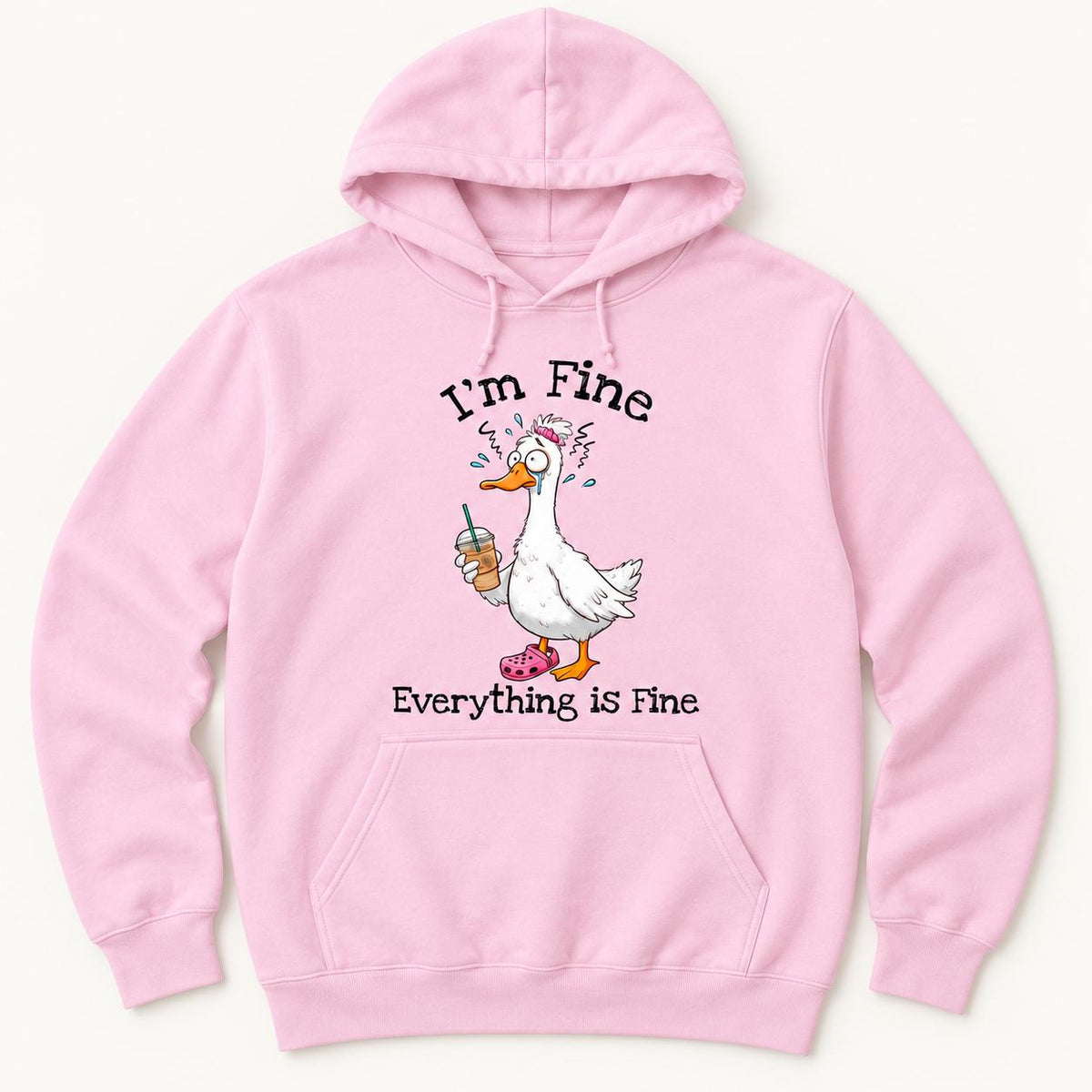 I'm Fine Everything Is Fine Goose — garment mockup or size chart
