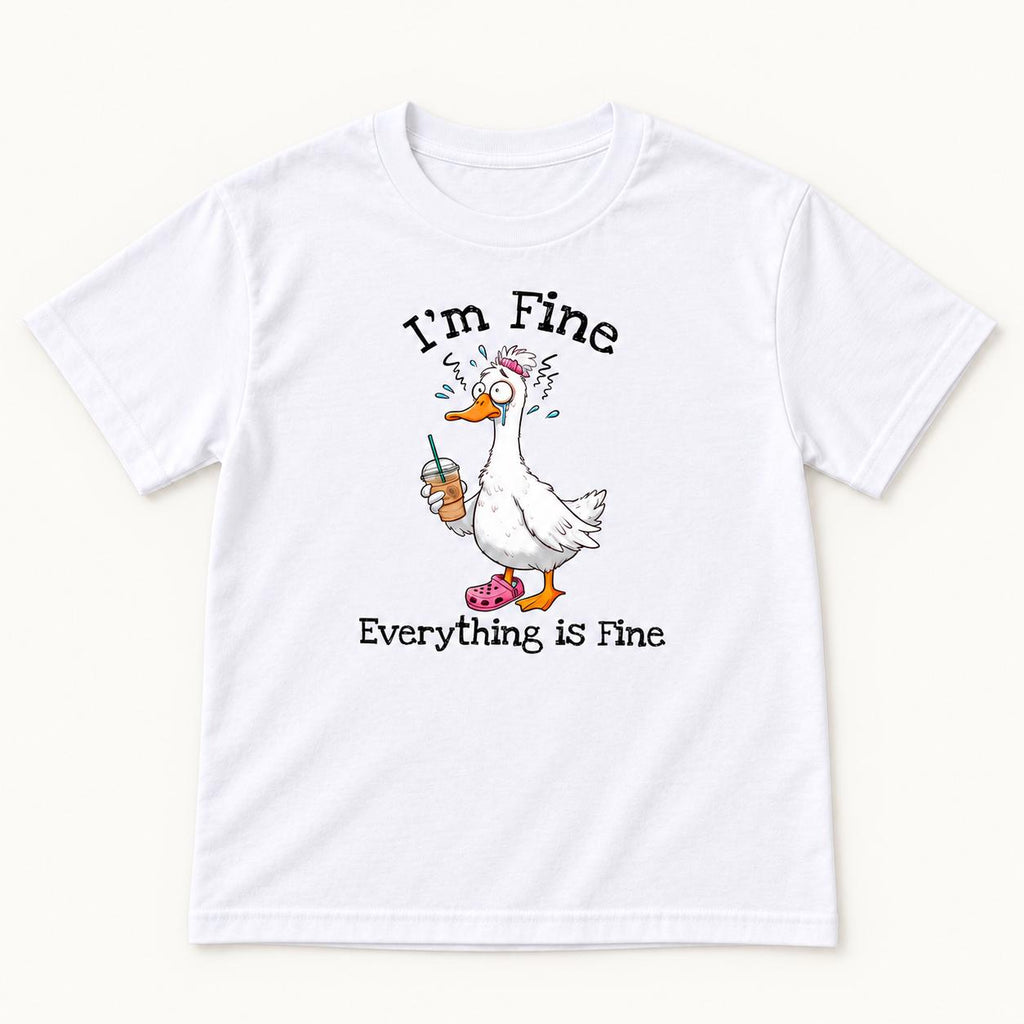 I'm Fine Everything Is Fine Goose — garment mockup or size chart