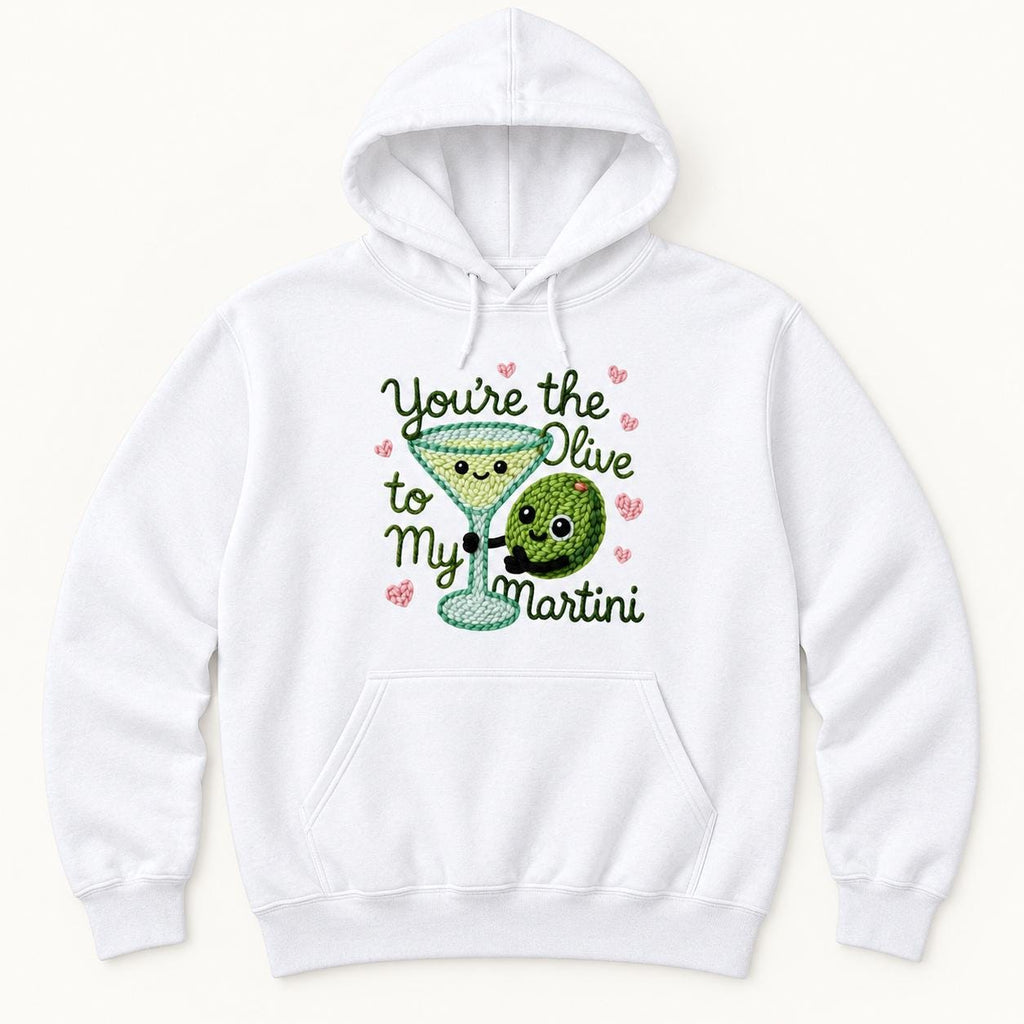 You're the Olive to My Martini — garment mockup or size chart