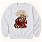 Spill the Tea Raccoon — garment mockup or size chart
