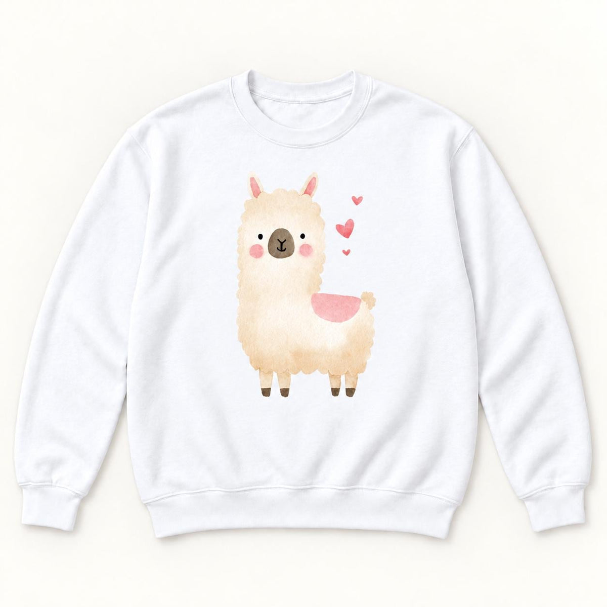 Llama Valentine — garment mockup or size chart