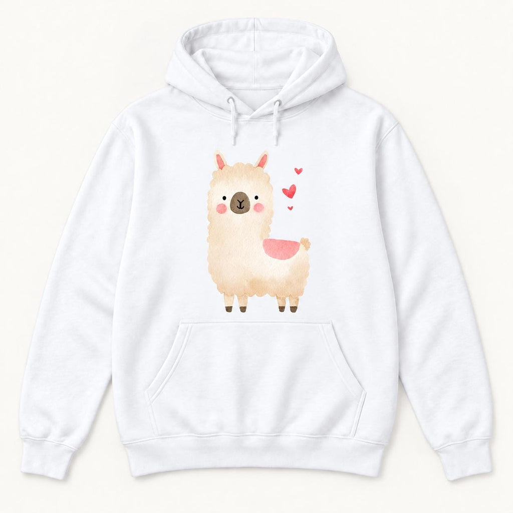 Llama Valentine — garment mockup or size chart