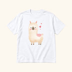 Llama Valentine — garment mockup or size chart