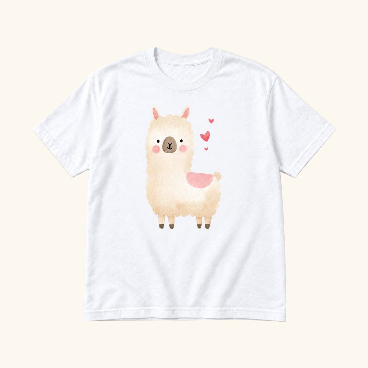 Llama Valentine — garment mockup or size chart