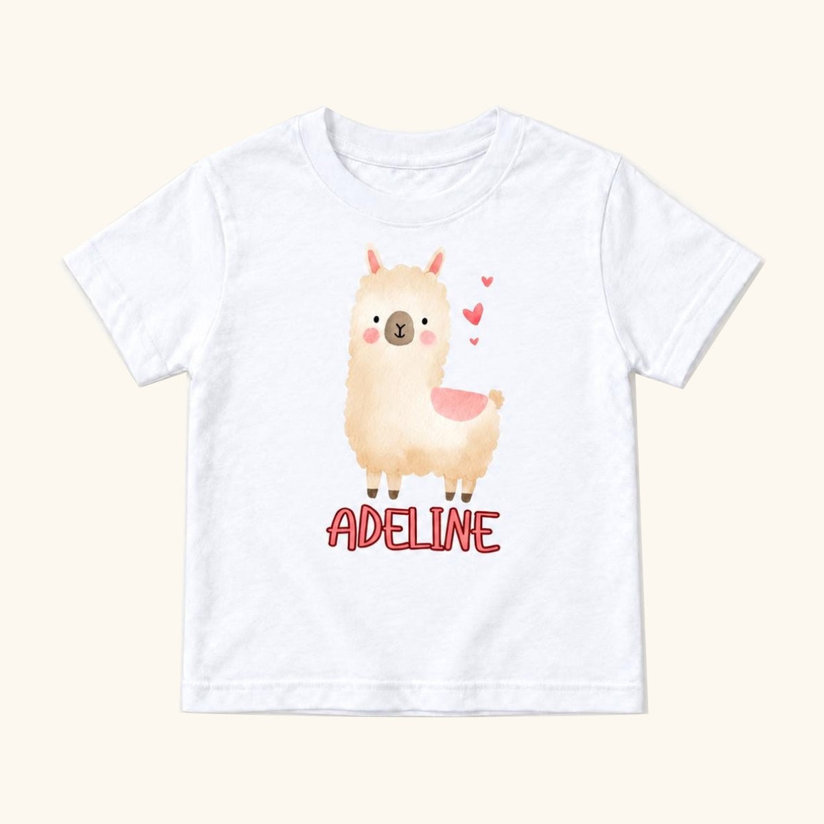 Personalized Llama — garment mockup or size chart