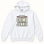 True Crime Junkie Vintage Lettering — garment mockup or size chart