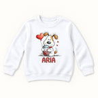 Personalized Puppy — Custom Name Dog with Heart Jar and Balloon — garment mockup or size chart