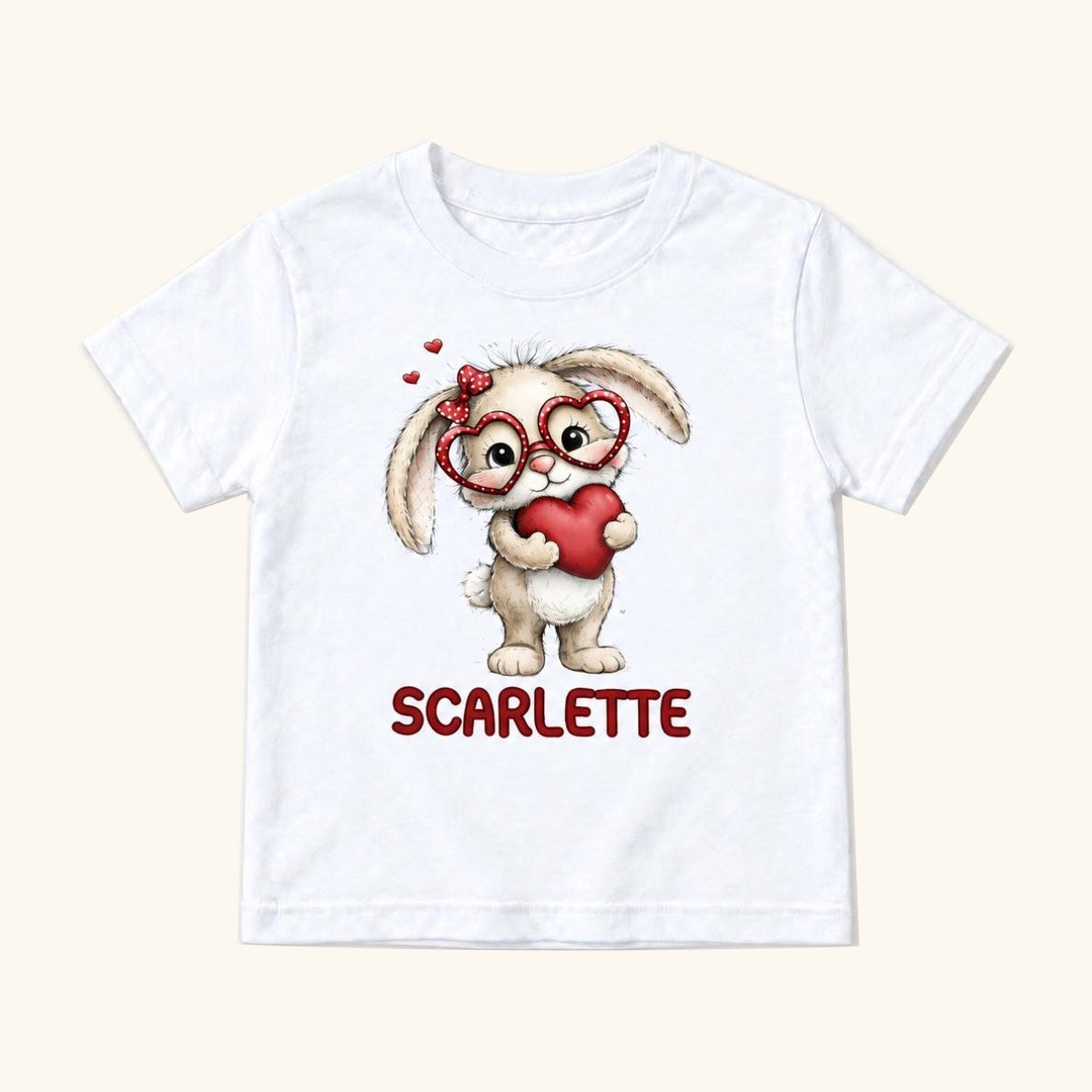 Personalized Standing Bunny — garment mockup or size chart