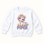Personalized Unicorn — Pastel Seated Unicorn with Glasses — garment mockup or size chart