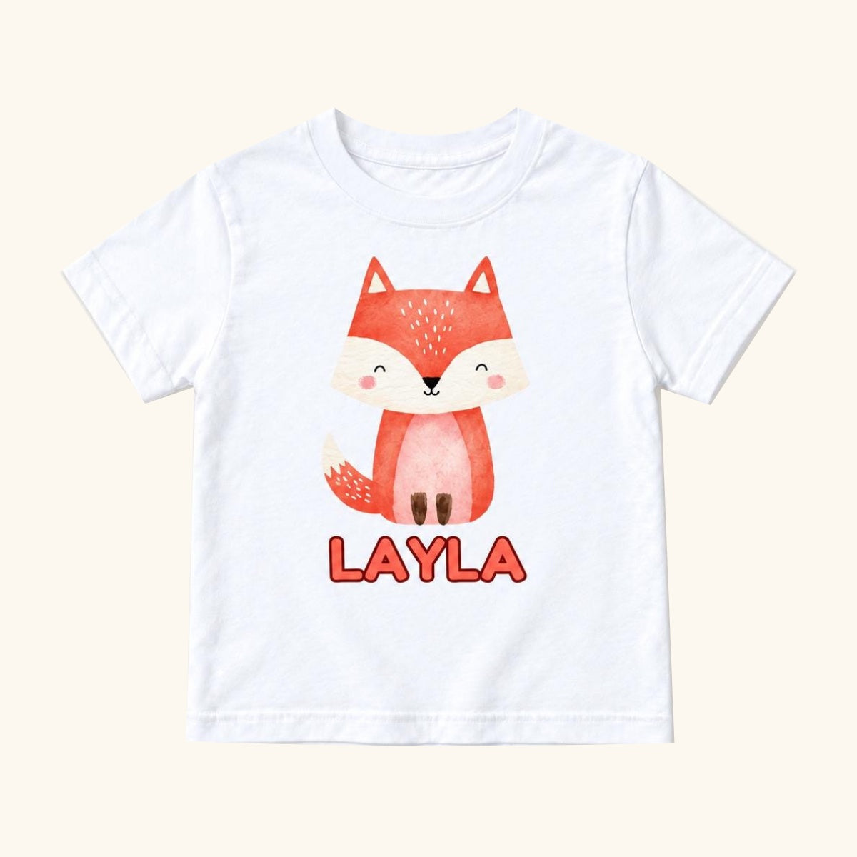 Personalized Cute Fox — garment mockup or size chart