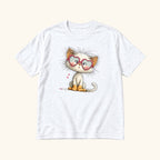 Pink Heart Glasses Cat — garment mockup or size chart