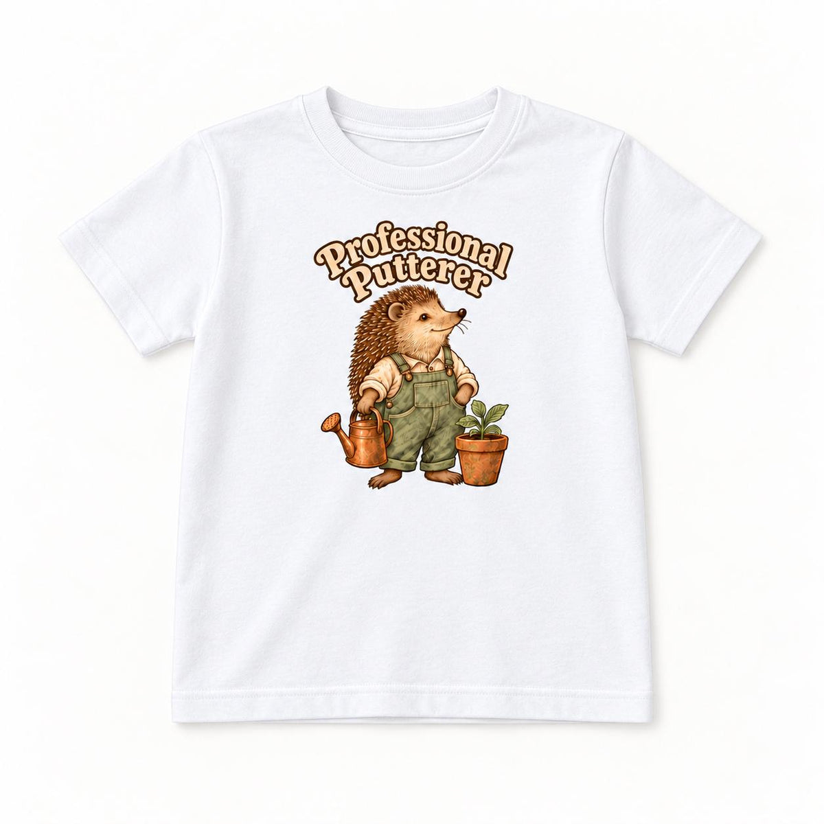 Professional Putterer Hedgehog — garment mockup or size chart