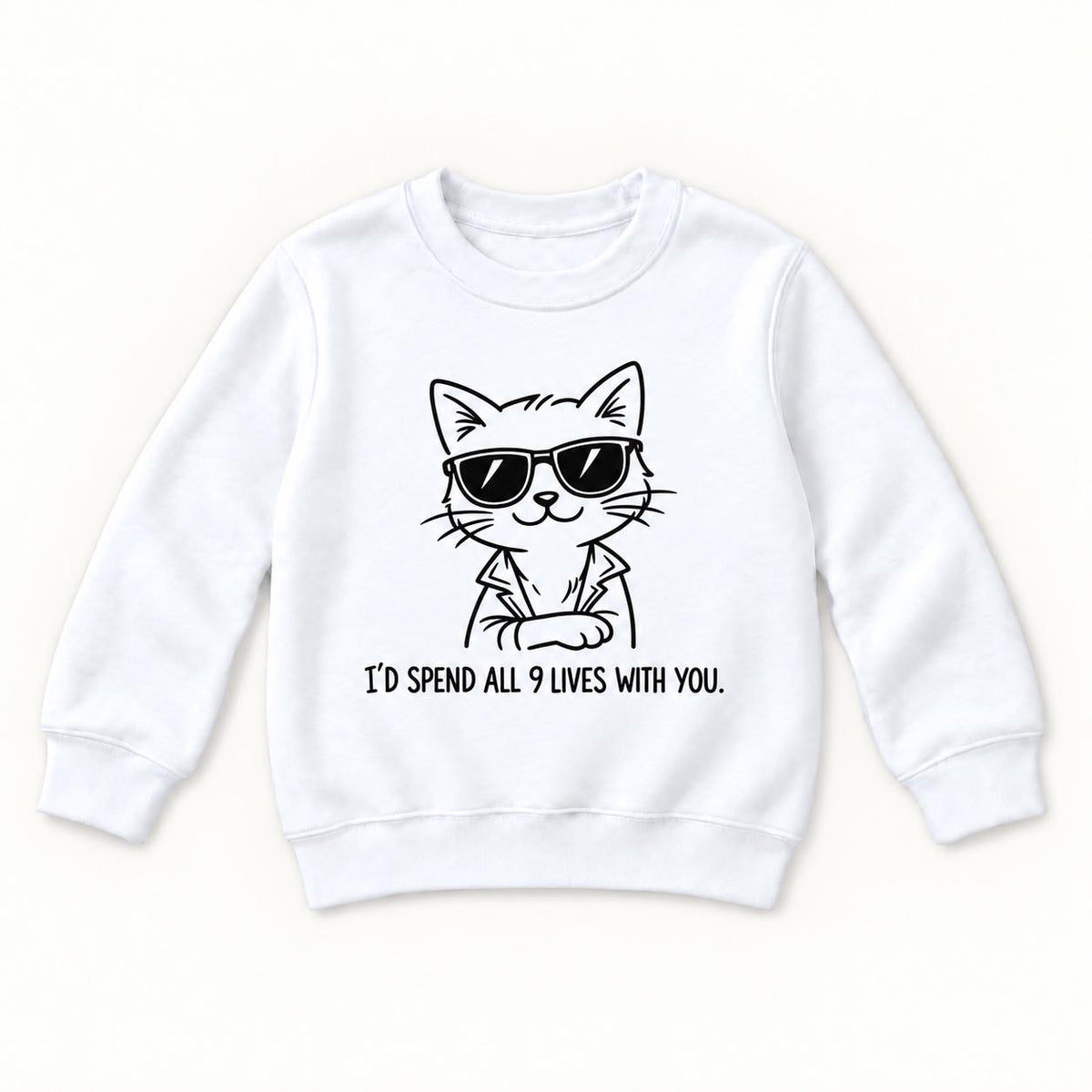 I'd Spend All 9 Lives With You — garment mockup or size chart