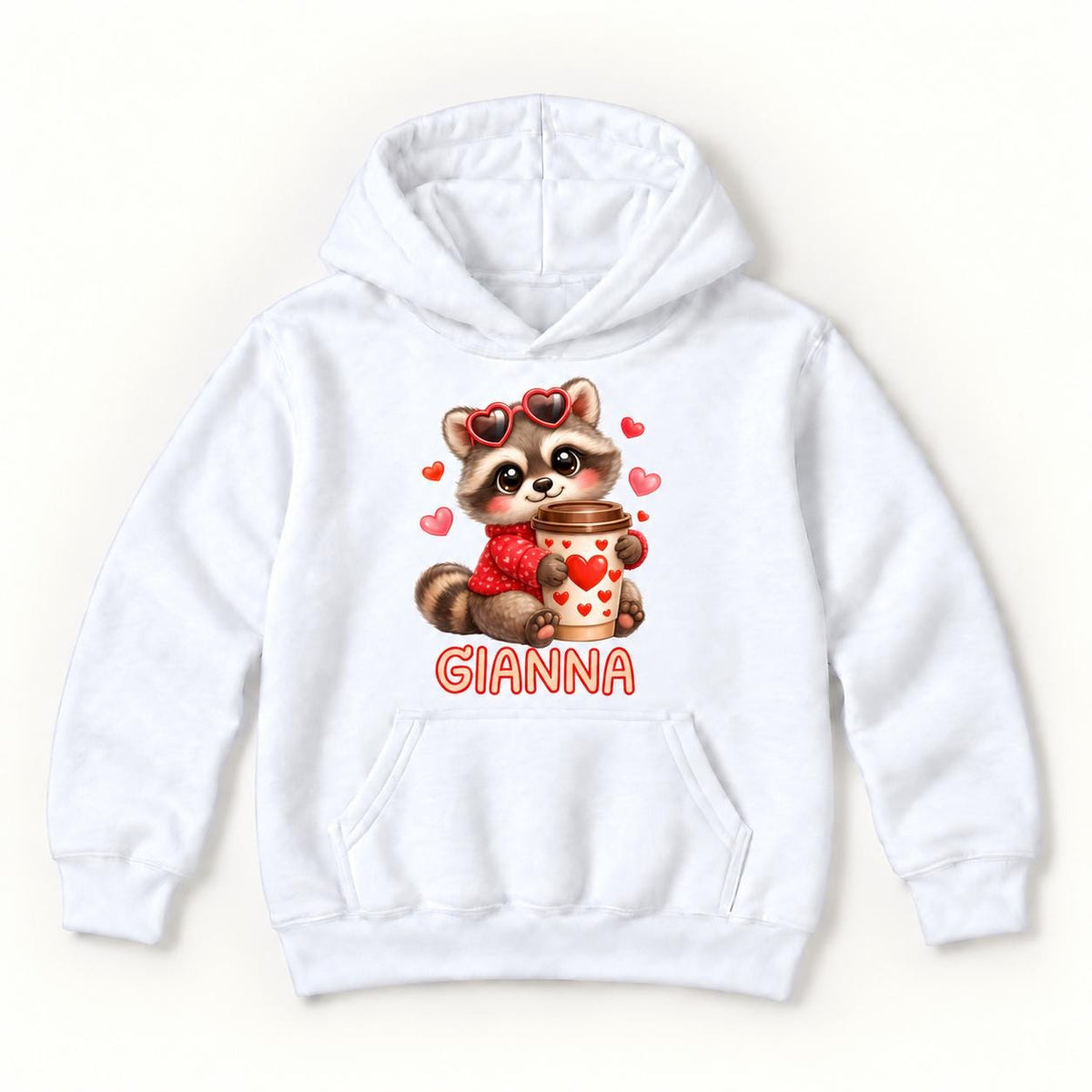 Personalized Raccoon Coffee — garment mockup or size chart