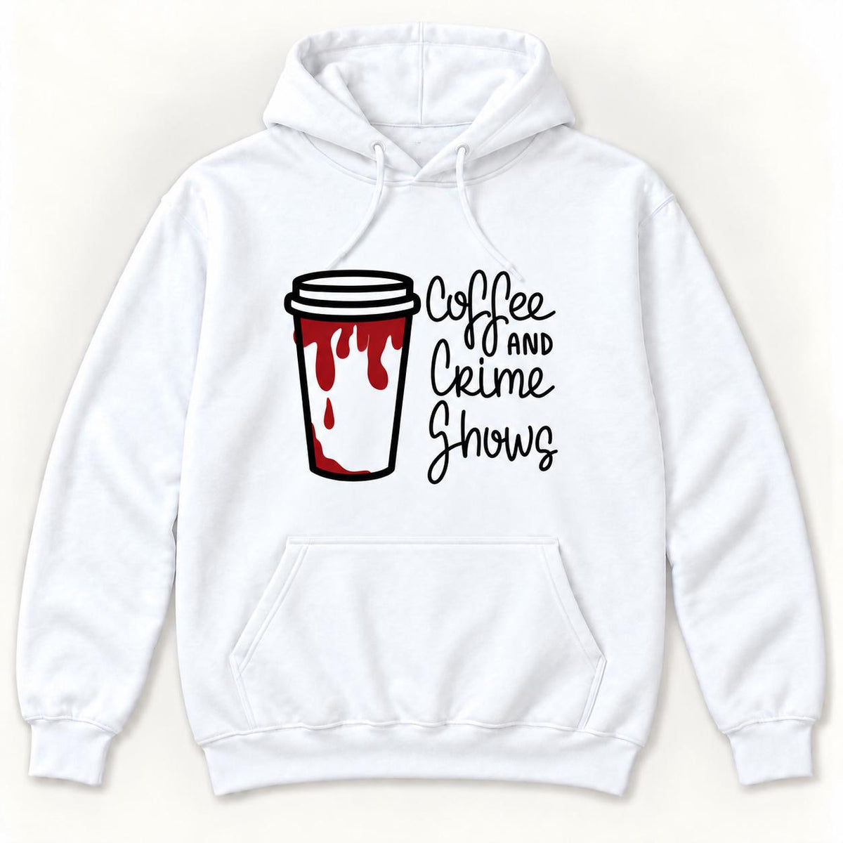 Coffee and Crime Shows — garment mockup or size chart