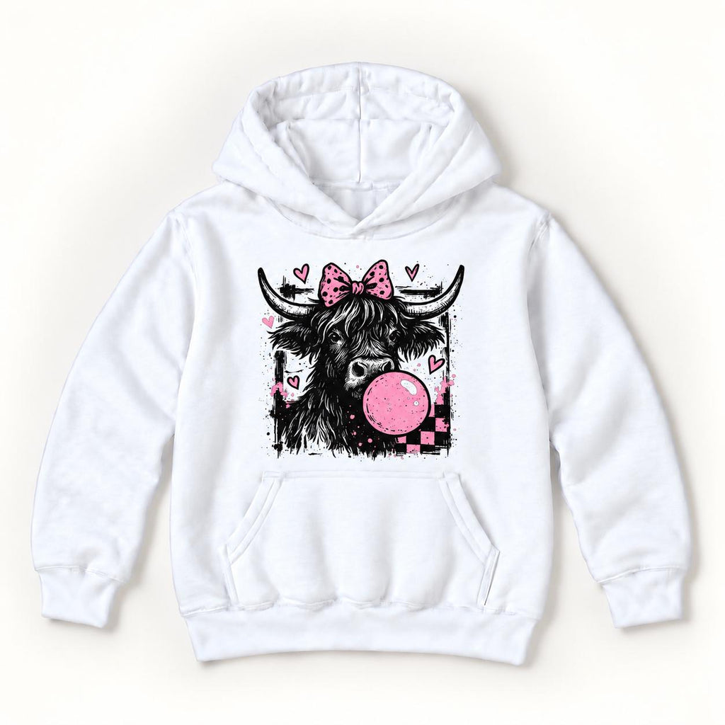 Highland Cow Bubblegum — garment mockup or size chart